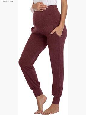 Maternity Joggers with Pockets Stretchy Lounge Pants Postpartum